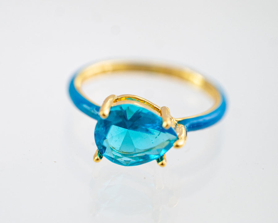 The Lucie Enamel Monochromatic Jewel Ring - Blue