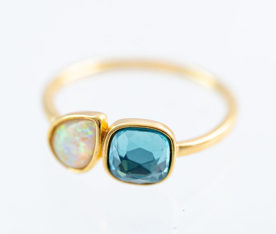 The Winnie Blue Stone & Opal Ring in Gold