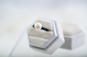 The Maggie Gumball Pearl Ring in Black Enamel