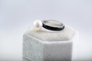 The Maggie Gumball Pearl Ring in Black Enamel