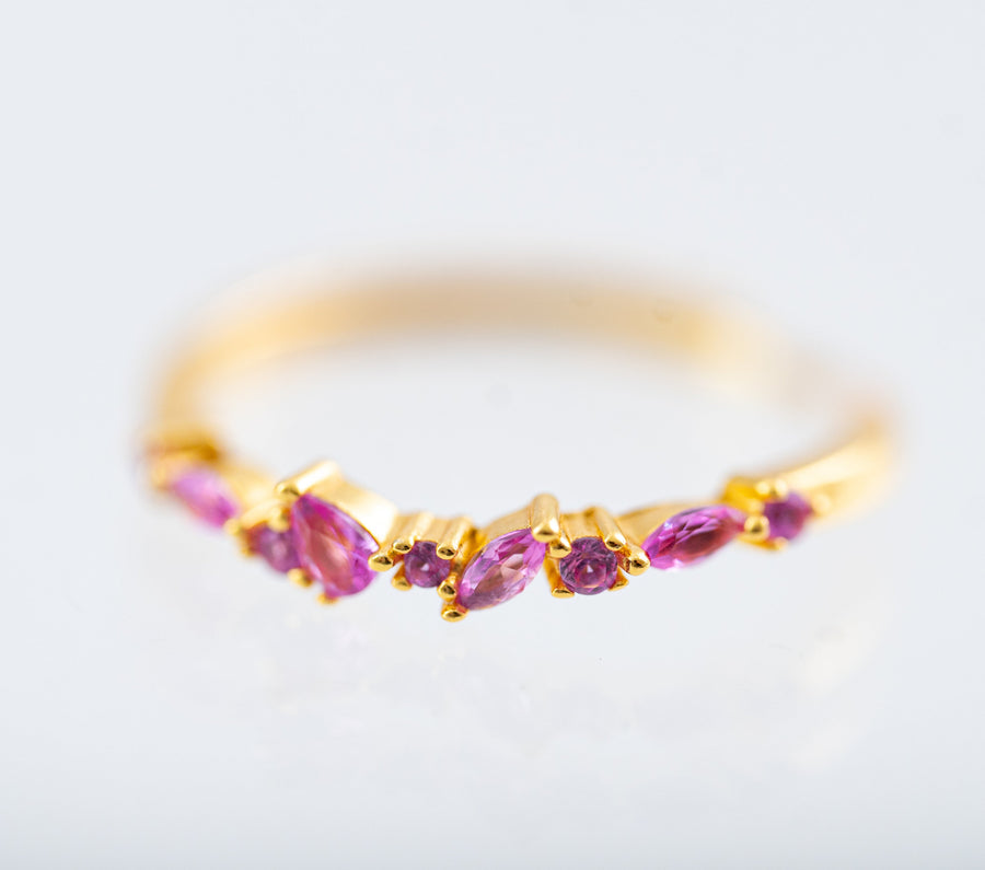 The Faye Delicate Stacking Gem Ring - Adjustable