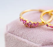 The Viv Dainty & Delicate Stacking Stone Ring in Gold - Adjustable - Pink