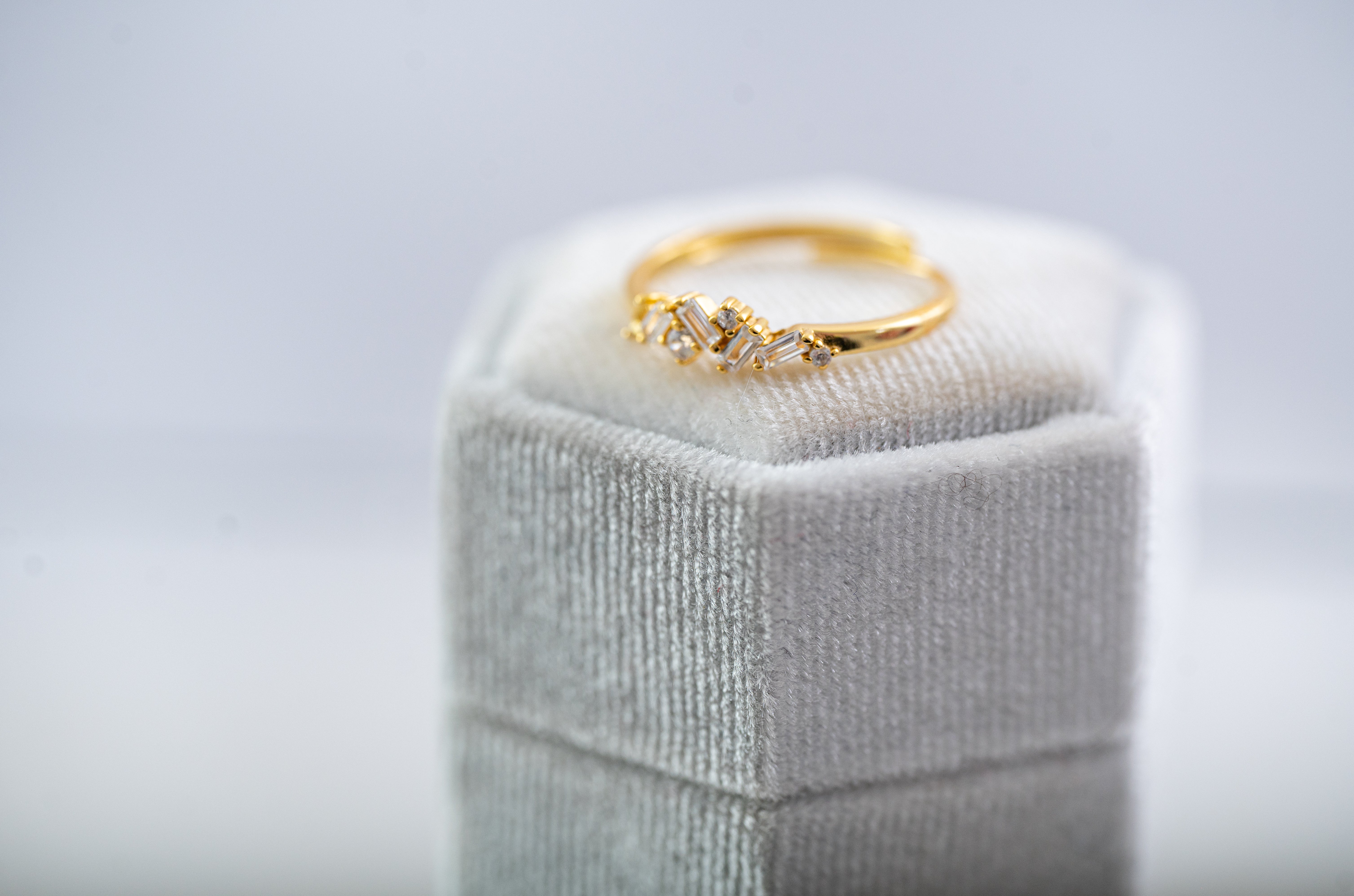 The Viv Dainty & Delicate Stacking Stone Ring in Gold - Adjustable - Clear