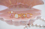The Eloise Dainty & Delicate Pink and Gold Ring - Adjustable