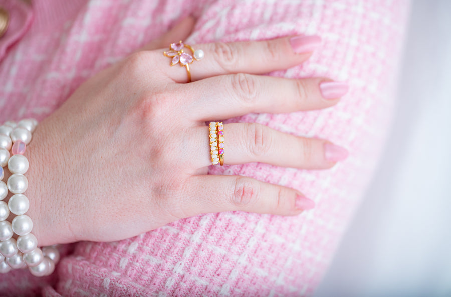 The Piper Gradient Pink Ombre Opal Ring - Adjustable