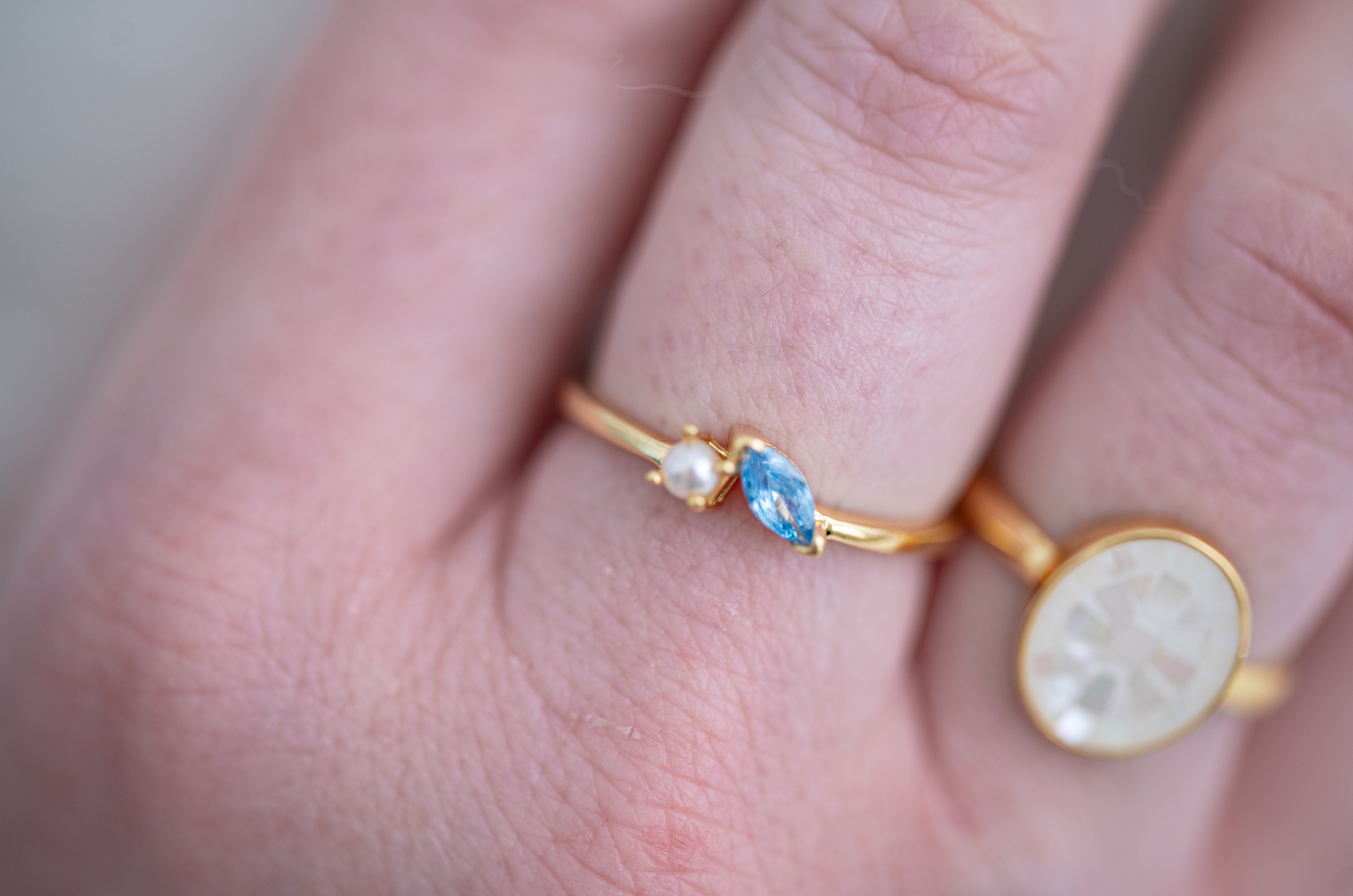 The Iris Dainty & Delicate Black and Gold Ring - Adjustable