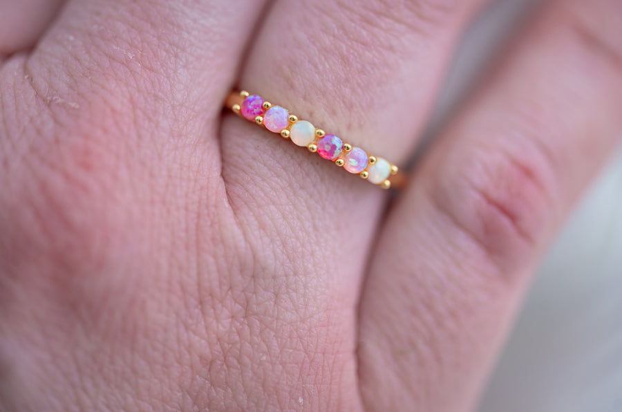 The Piper Gradient Pink Ombre Opal Ring - Adjustable