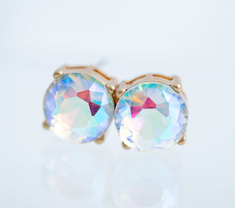 The Marisol Dichroic Round Statement Studs - Dichroic Glass