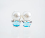The Gretchen Blue Gems & Pearl Stud Earrings