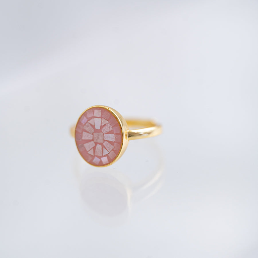 The Ocean is Calling Mother of Pearl Dainty Adjustable Gold and Pink Shell Ring