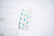 The One I want Pearl Moonstone Agate Blue Bead Stretchy Bracelet Stack