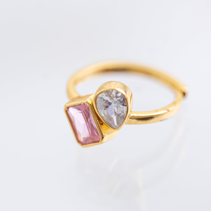 The Eloise Dainty & Delicate Pink and Gold Ring - Adjustable