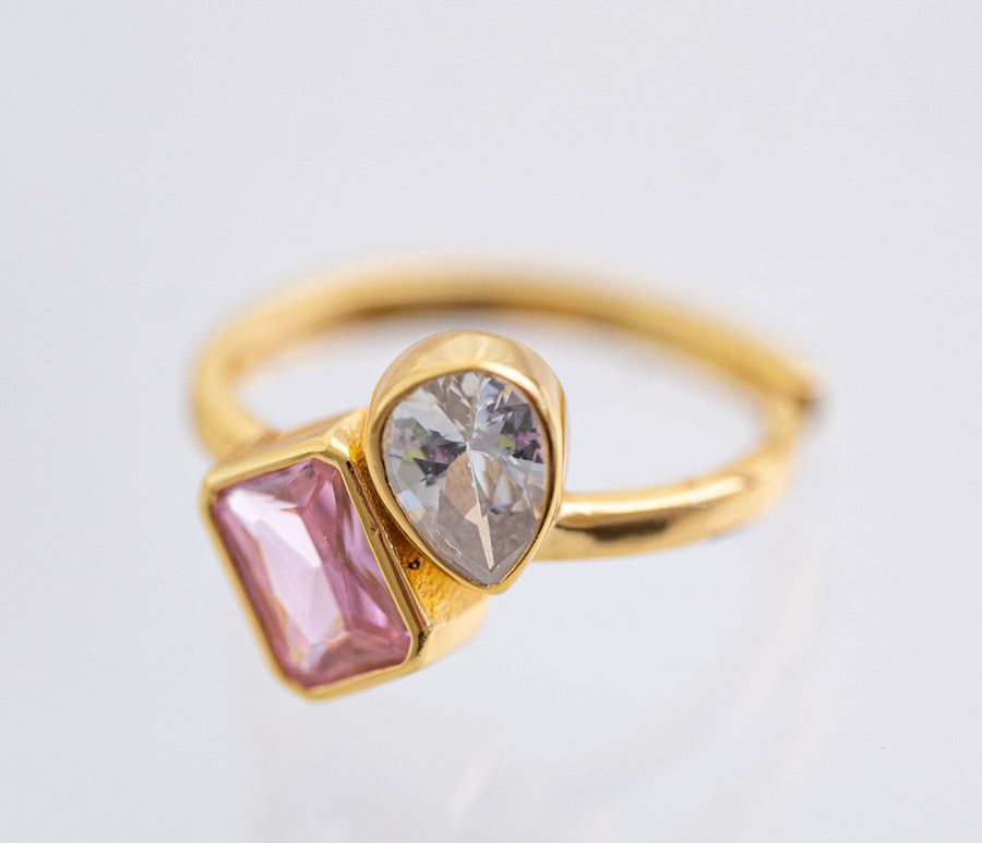 The Eloise Dainty & Delicate Pink and Gold Ring - Adjustable