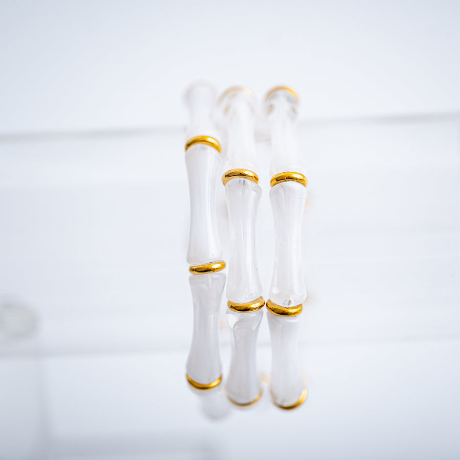 Thin Bridgette Bangle Grand Millennial Bracelet- Stretchy Bangle Gold I Silver I One Size I Stackable Statement I Marbled Emerald