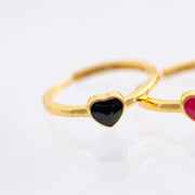 The Delilah Dainty & Delicate Black and Gold Heart Stacking Ring - Adjustable