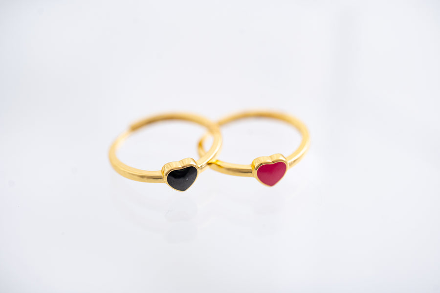 The Delilah Dainty & Delicate Pink and Gold Heart Stacking Ring - Adjustable