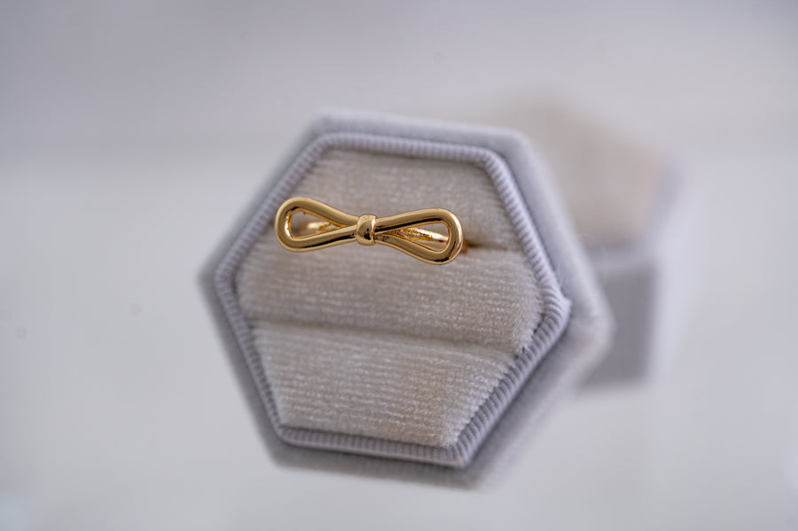 The Gabby Gold Bourgeoisie Bow Ring - Adjustable