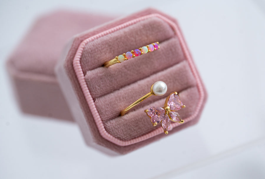 The Piper Gradient Pink Ombre Opal Ring - Adjustable