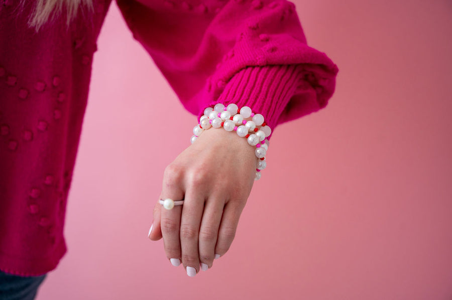 The Maggie Gumball Pearl Ring in Ballet Slipper Soft Pink Enamel