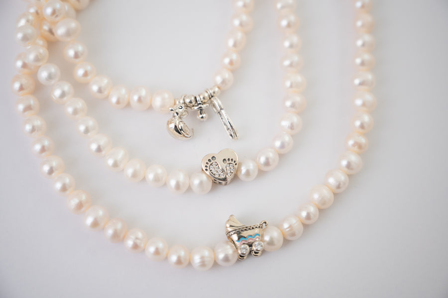 The Forever Imprinted on Our Hearts Authentic Freshwater Pearl Necklace - Perfect for Baby Showers and Expecting Moms