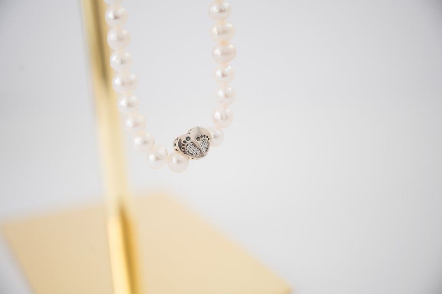 The Forever Imprinted on Our Hearts Authentic Freshwater Pearl Necklace - Perfect for Baby Showers and Expecting Moms