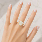 The Ocean is Calling Mother of Pearl Dainty Adjustable Gold and White Shell Ring
