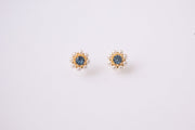 The Camille Pearl Stud Cluster Earring in Gold & Blue Jewel