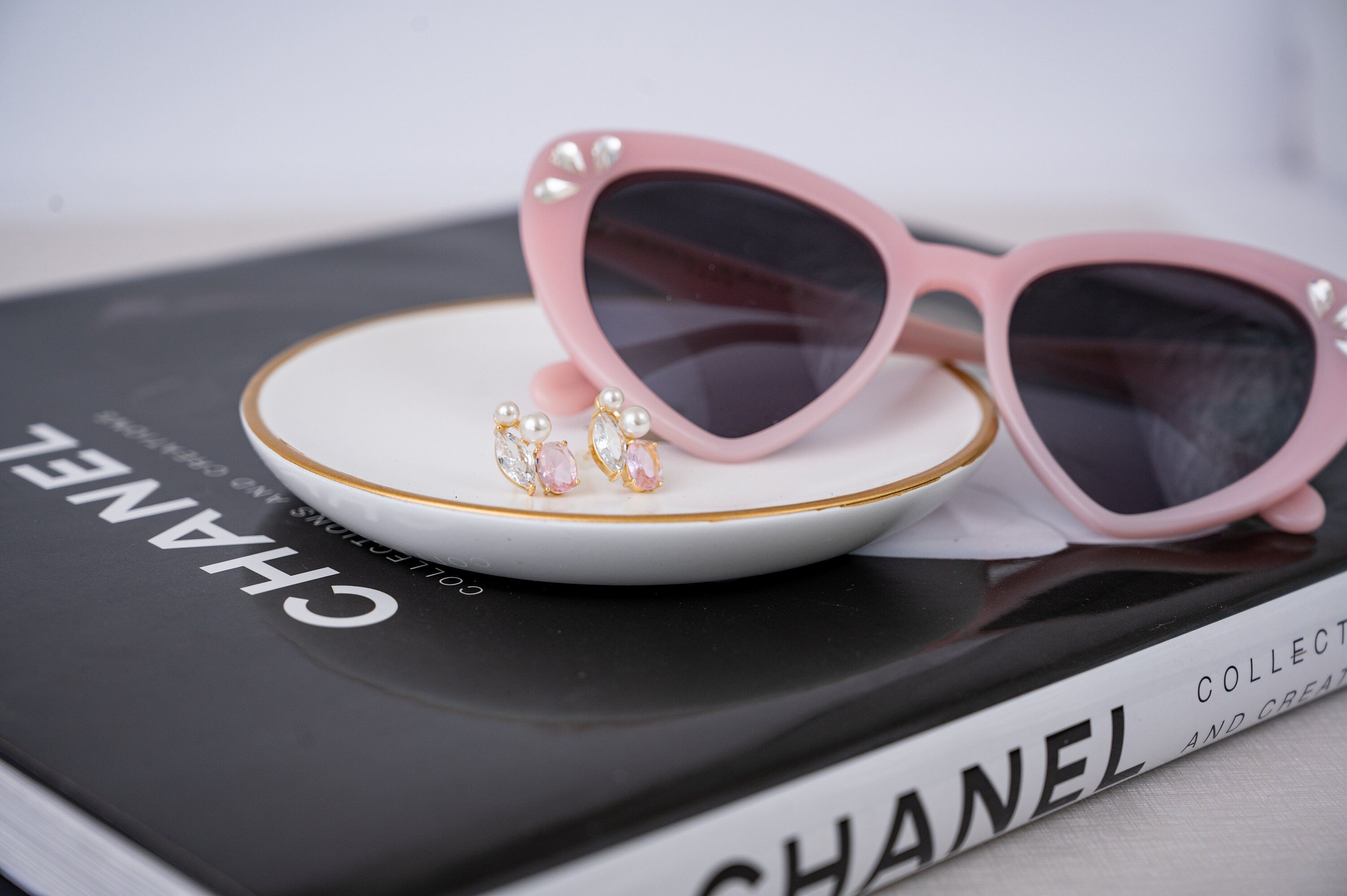 The Claire Soft Ballet Pink Jewel, Crystal & Pearl Cluster Stud Earrings