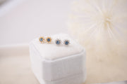 The Camille Pearl Stud Cluster Earring in Gold & Blue Jewel