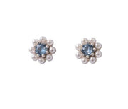 The Camille Pearl Stud Cluster Earring in Gold & Blue Jewel