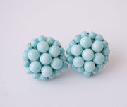 The Jackie Ohhh So Retro Beaded Cluster Earrings in Dusty Blue