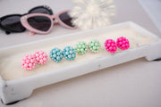 The Jackie Ohhh So Retro Beaded Cluster Earrings in Dusty Blue