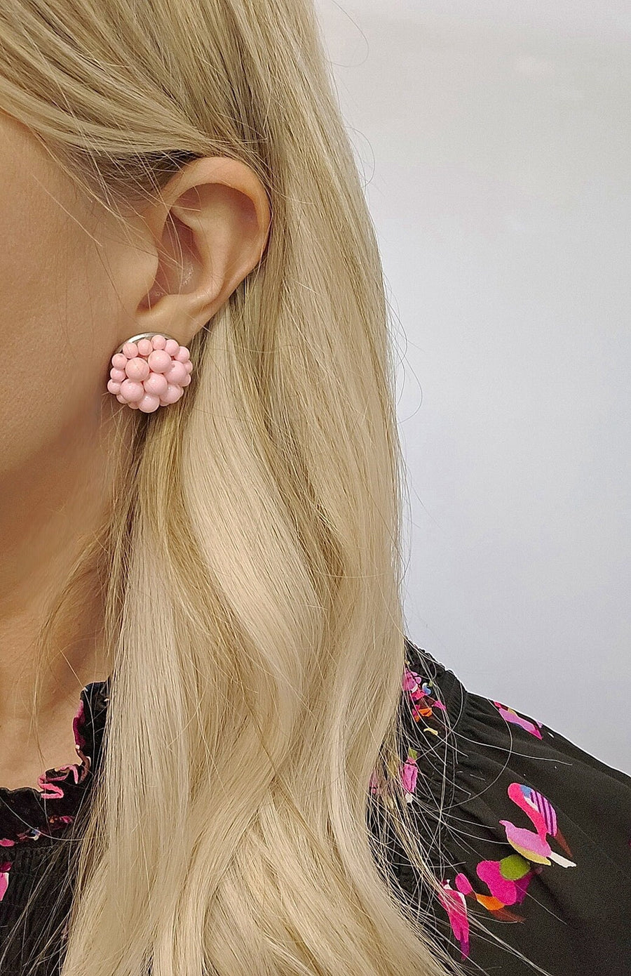 The Jackie Ohhh So Retro Beaded Cluster Earrings in Ballet Slipper Pink